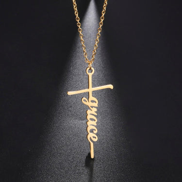 Customizable Stainless Steel 'WISDOM' Cross Necklace